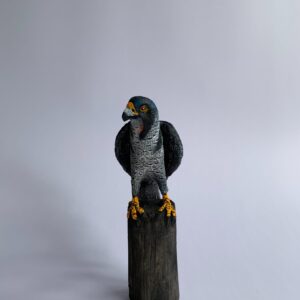 Sawdust Bird on wood (Small/Blue) (C4009_1)