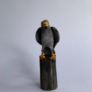 Sawdust Bird on wood (Small/Yellow) (C4009_3)