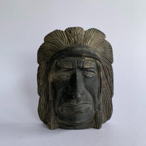 Wooden Indian head hand carved (burnt) (C4022_01)