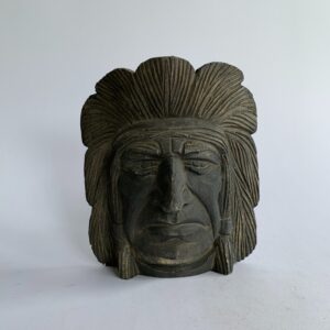 Wooden Indian head hand carved (burnt) (C4022_02)