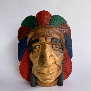 Wooden Indian head hand carved (Colored) (C4023_03)