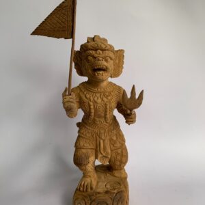 Wooden Hanuman holding flag hand craved (C4026)