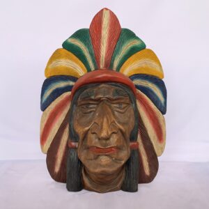Indian head carved wood (C4062)