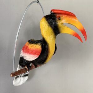 Hanging Hornbill Statue Sculpture With Metal Round Ring (C4090)