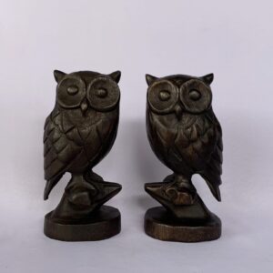 Large Pair Owls carved wood (dark color) (C4100)