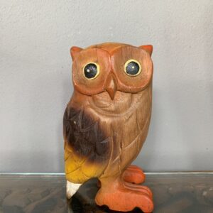 Owl carved wood (colored) (C4104)