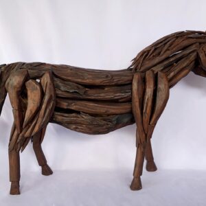 Pony driftwood sculptures with lacquered finish (C4108)