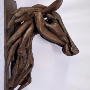 Horse head wall hanging driftwood sculpture with lacquered finish (C4118)