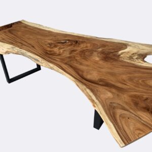 Live edge Acacia wood dining table with frame metal legs  (C4159)