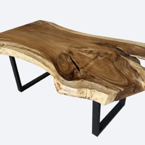 Live edge Acacia wood dining table with frame metal legs  (C4161)