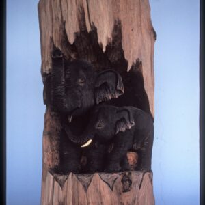 ELEPHANT CARVED WOOD STAND (C1015_02)