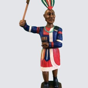 INDIAN MAN HOLDING HATCHET CARVED WOOD DECORATION 70" (C3NO64)