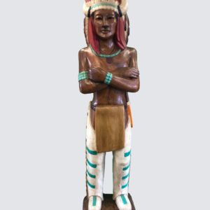 INDIAN MAN CARVED WOOD DECORATION 80" (C3NO69)