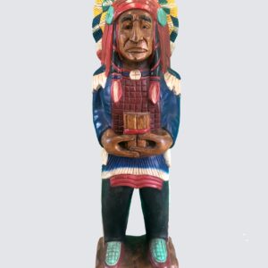 INDIAN MAN CARVED WOOD DECORATION  40" (C3NO85)