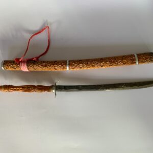 Thai sword with Art Carved Wood Scabbard (C4042)
