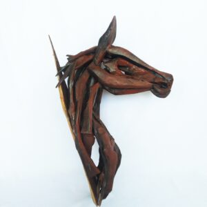 Horse head wall hanging driftwood sculpture with lacquered finish (C5026)