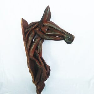 Horse head wall hanging driftwood sculpture with lacquered finish (C5027)