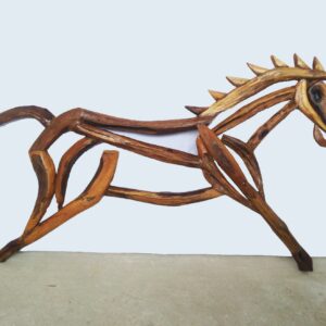 Small Horse wall hanging driftwood sculpture with lacquered (C5035)