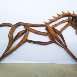 Medium Horse wall hanging driftwood sculpture with lacquered (C5036)