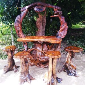 Counter bar set with 4 stools  lacquered finish (C5045)