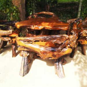 Table set with 4 chairs lacquered (C5047)