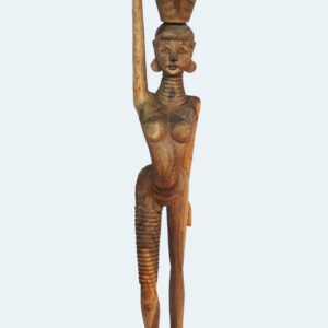 Long neck tribe lady with pot on head wood carving  sculpture (C5050)
