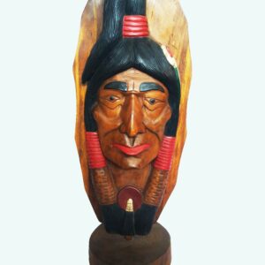 Tribal head wood carving (colored) (C5055)