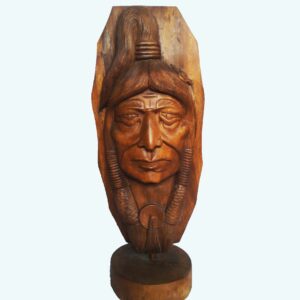 Tribal head wood carving (natural color) (C5057)