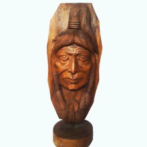 Tribal head wood carving (natural color) (C5058)
