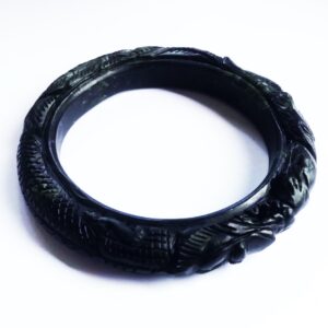 Black jade bangle bracelet  dragon carving (C5110)