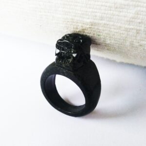 Black tiger head stone ring carving (C5113)